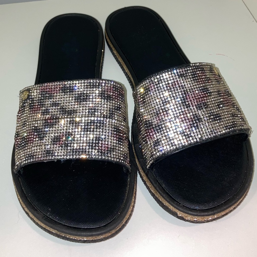 Juicy couture sandals leopard print rhinestone sandals US 8 used good condition